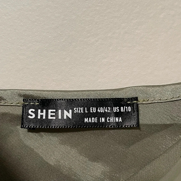 Olive Green Cowl Neck Satin Cami Slip Dress - L - Picture 6 of 7